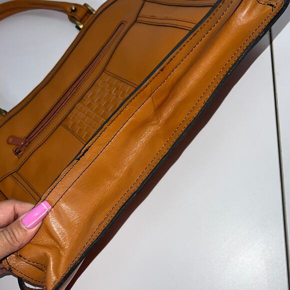 Vintage 70's Genuine Leather Camel Handbag - Picture 3 of 11